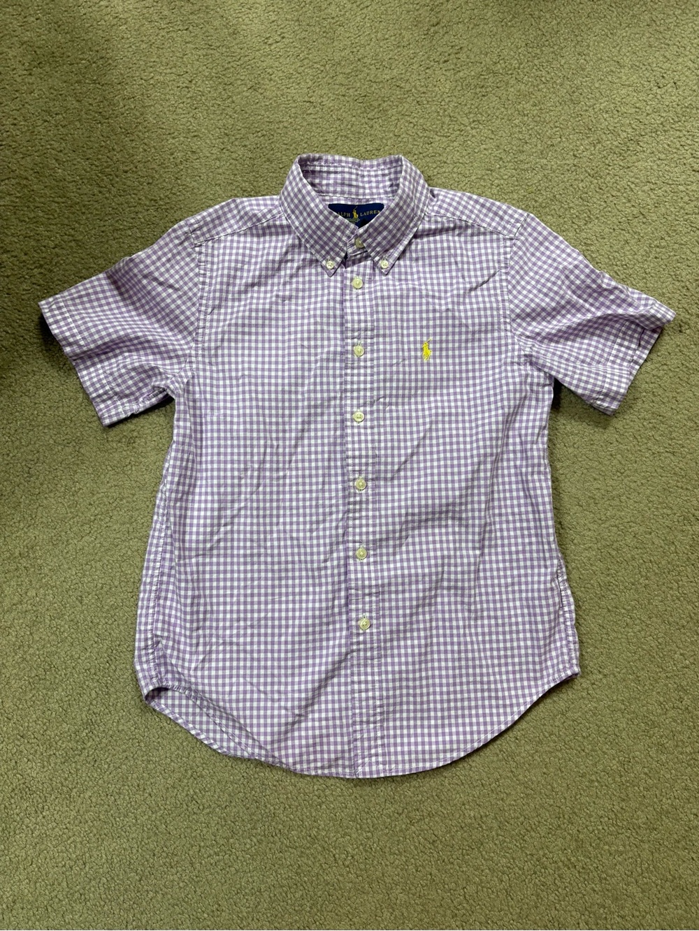 Ralph Lauren Lavender Gingham Short-Sleeve Button-Down Shirt